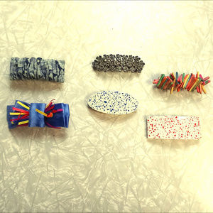 Lot of 6 Vintage Hair Barrettes 80s 90s Art Deco Denim Bow